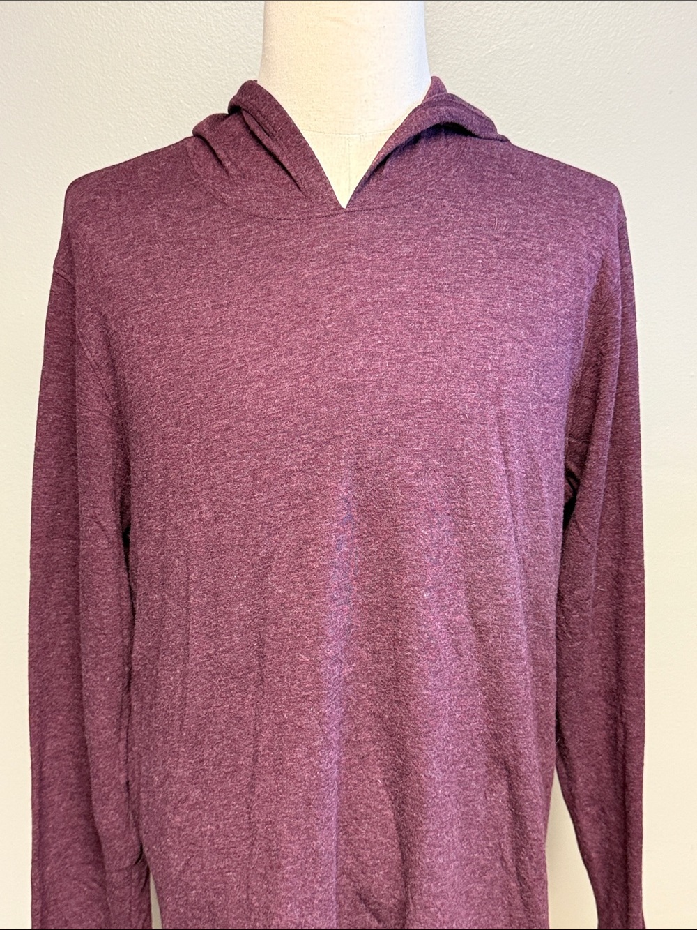 Vince Lightweight Pullover Hoodie Heathered Burgundy Purple XL - Picture 2 of 5